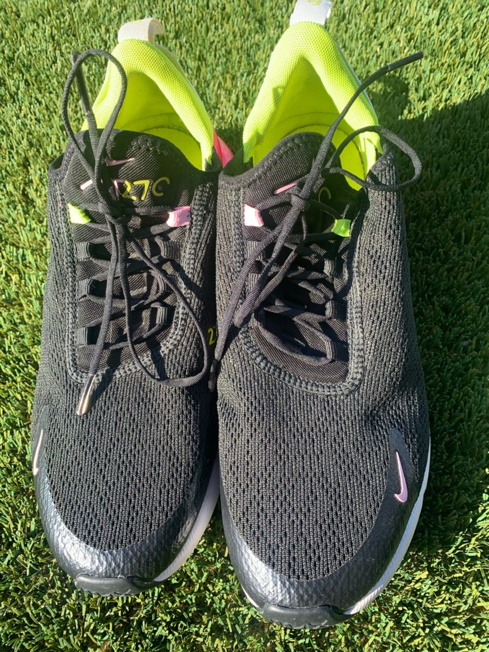 Nike Women's Black Running Sneakers with Pink & Neon Yellow Highlights - Picture 2 of 6